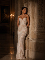 Women’s Black Elegant Lace Strapless Corset Maxi Dress