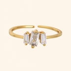 925 Sterling Silver Baguette Crystal Adjustable Open Ring