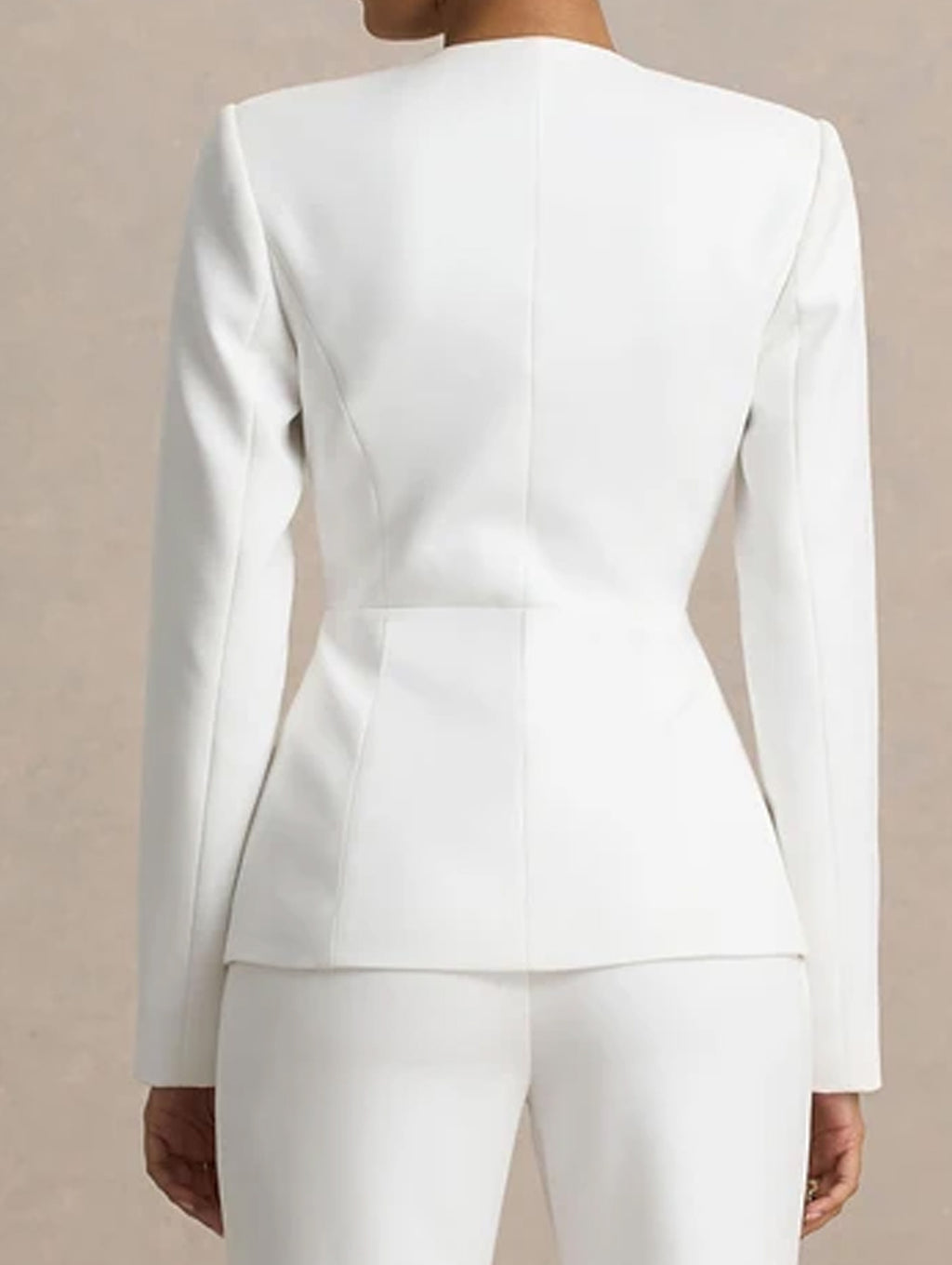 Women's Tailored Deep V-Neck Long Sleeve Blazer and Wide-Leg Pants Set with Three-Button Detail