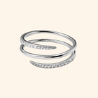 S925 Sterling Silver Triple-Wrap Cubic Zirconia Adjustable Ring