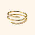 S925 Sterling Silver Triple-Wrap Cubic Zirconia Adjustable Ring