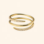 S925 Sterling Silver Triple-Wrap Cubic Zirconia Adjustable Ring