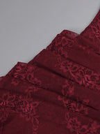 Women’s Burgundy Elegant Floral Lace One Shoulder Sleeveless Sheath Maxi Dress with Asymmetric Ruched Detail