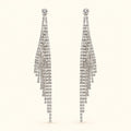 Women’s Silver-Tone Crystal Rhinestone Long Tassel Drop Earrings