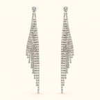Women’s Silver-Tone Crystal Rhinestone Long Tassel Drop Earrings