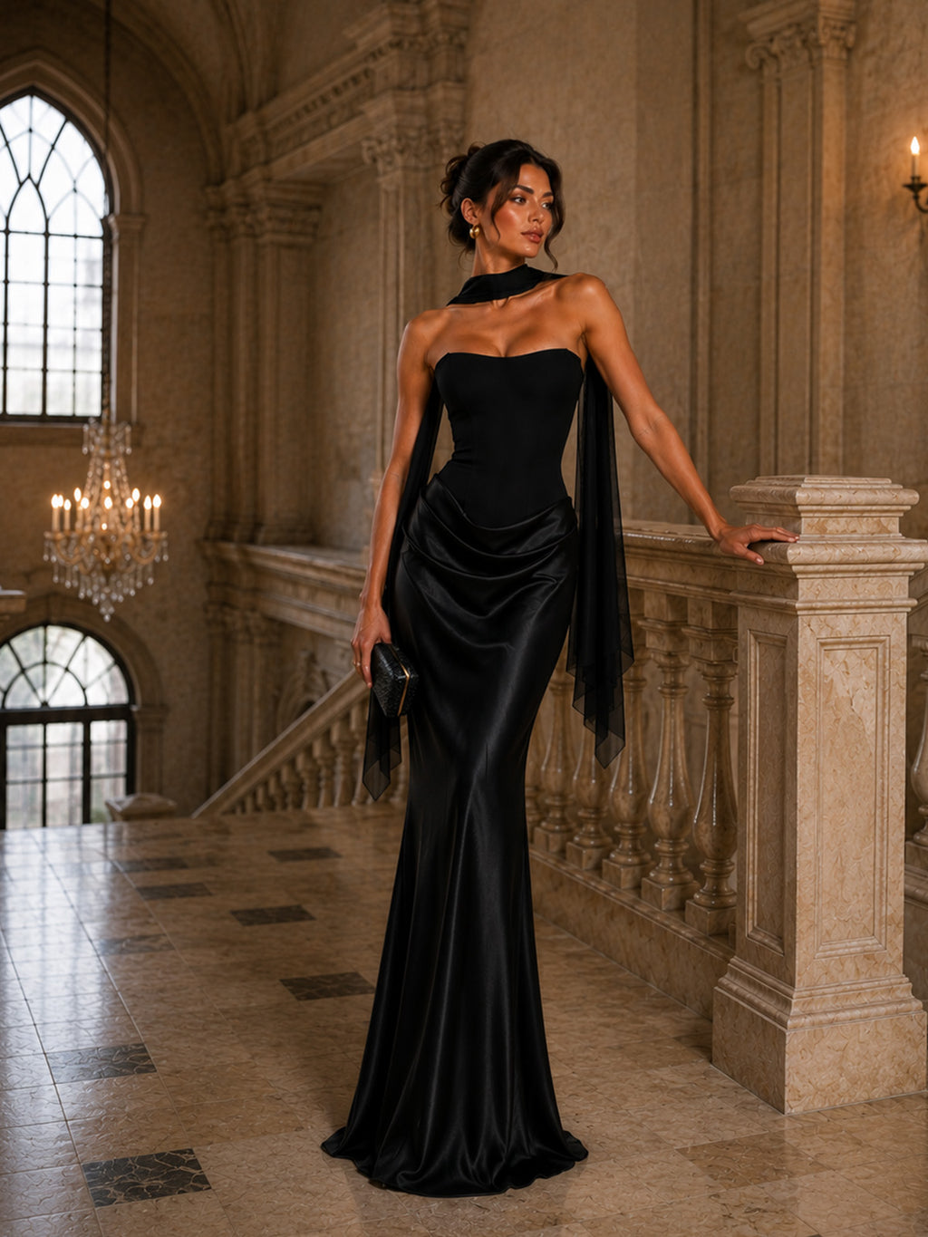 Women’s Elegant Satin Sweetheart Strapless Sleeveless Slim Maxi Evening Dress
