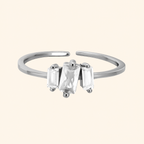925 Sterling Silver Baguette Crystal Adjustable Open Ring