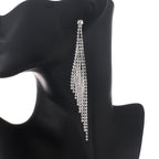 Women’s Silver-Tone Crystal Rhinestone Long Tassel Drop Earrings