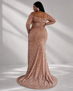 Plus Size Off The Shoulder Bow Knot Split Maxi Evening Dress