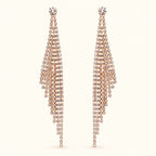 Women’s Silver-Tone Crystal Rhinestone Long Tassel Drop Earrings