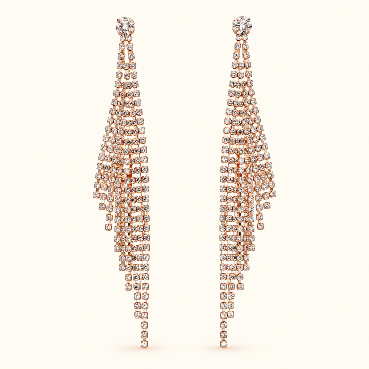 Women’s Silver-Tone Crystal Rhinestone Long Tassel Drop Earrings