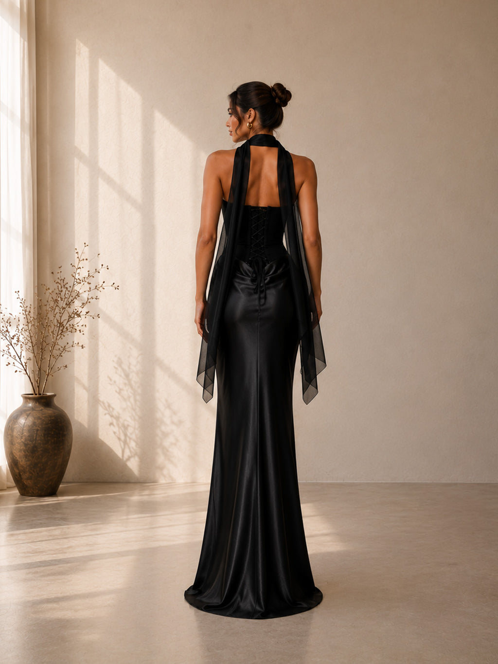 Women’s Elegant Satin Sweetheart Strapless Sleeveless Slim Maxi Evening Dress
