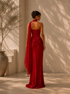 Women’s Elegant Satin Sweetheart Strapless Sleeveless Slim Maxi Evening Dress