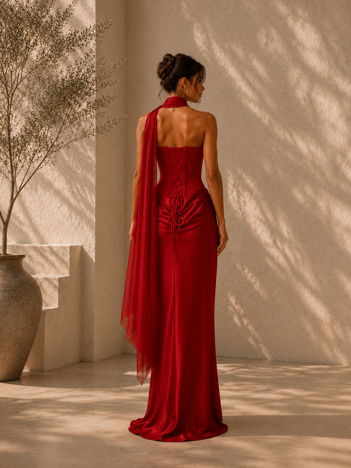 Women’s Elegant Satin Sweetheart Strapless Sleeveless Slim Maxi Evening Dress