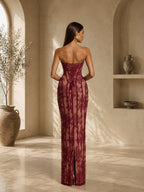 Women’s Black Elegant Lace Strapless Corset Maxi Dress