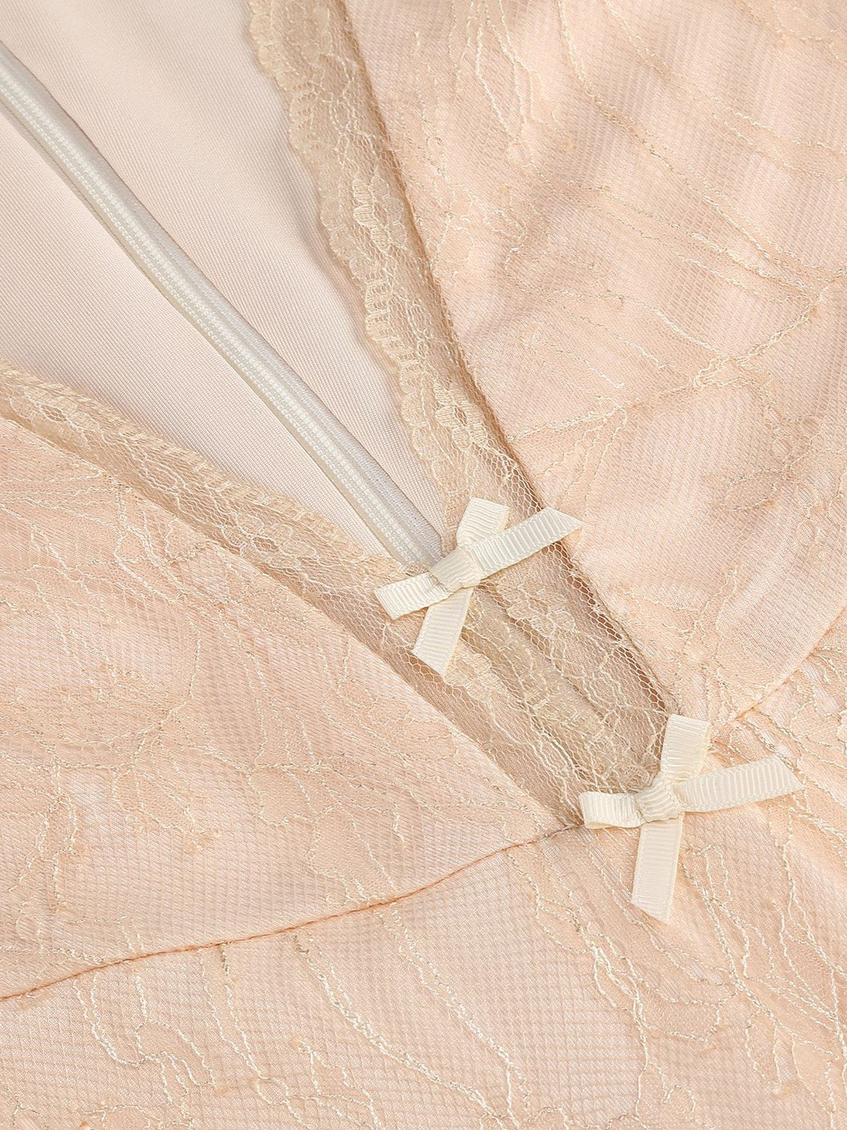 Women’s Champagne Elegant Floral Lace Deep V-Neck Long Sleeve A-Line Maxi Dress with Tiered Ruffle Detail