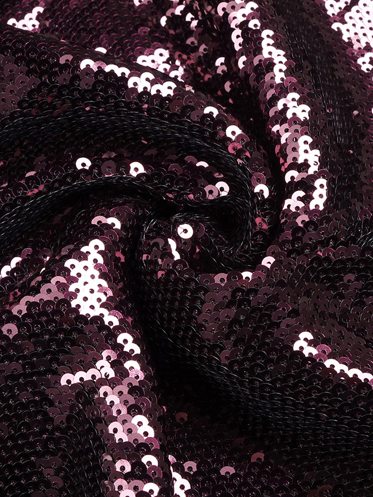 Women’s Burgundy Purple Glamorous Sequin Off-Shoulder Short Sleeve Mermaid Maxi Dress with Black Bow Detail