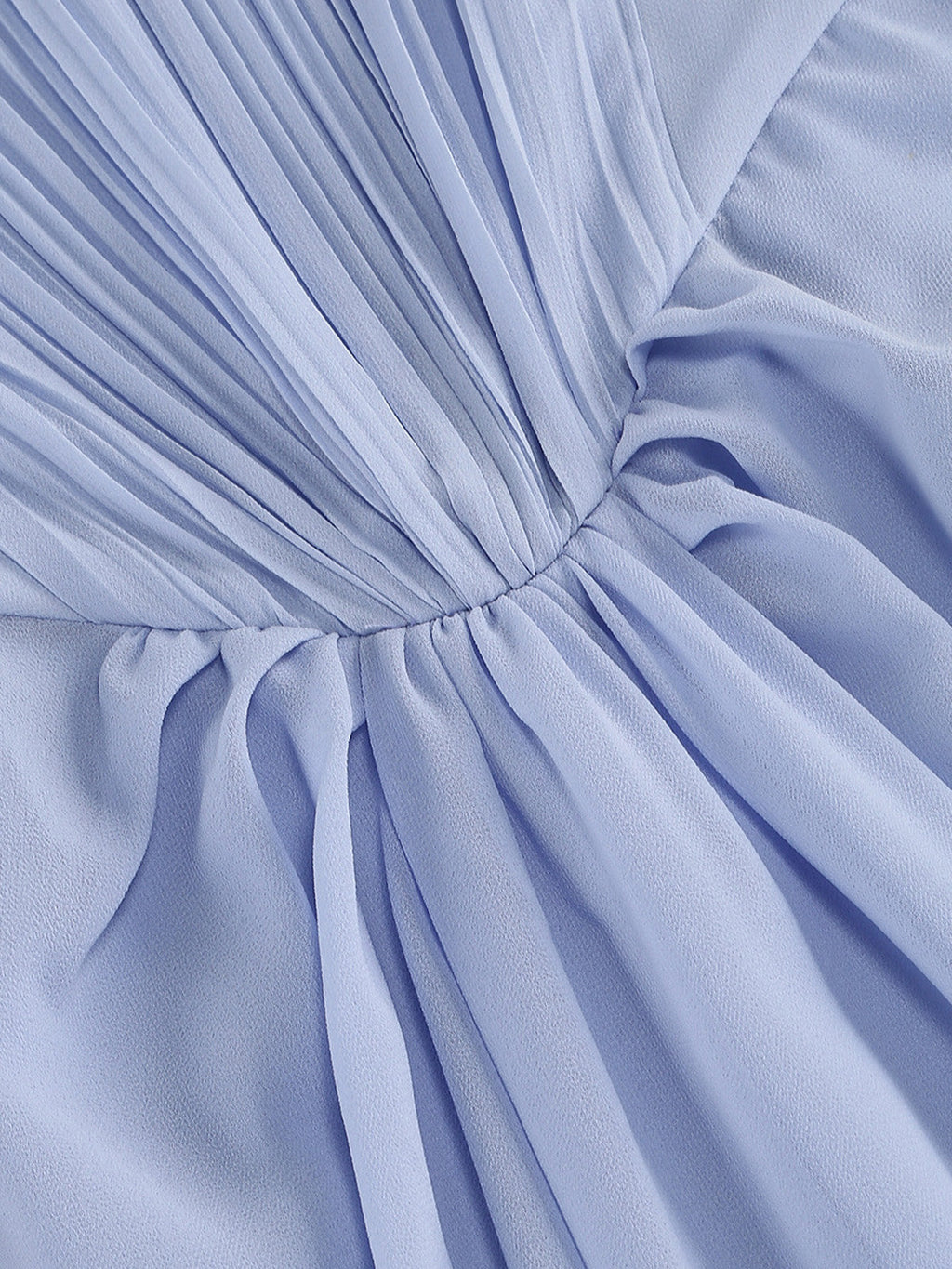 Women’s Light Blue Refined Chiffon Draped Cape Sleeve Maxi Dress