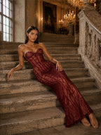 Women’s Black Elegant Lace Strapless Corset Maxi Dress