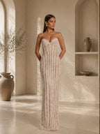 Women’s Black Elegant Lace Strapless Corset Maxi Dress