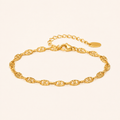 IP Gold-Plated Stainless Steel Textured Oval Link Bracelet
