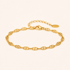 IP Gold-Plated Stainless Steel Textured Oval Link Bracelet