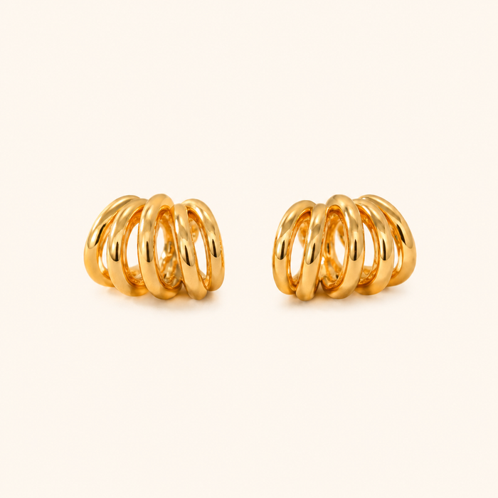18K Gold-Plated Twisted Hoop Stud Earrings – Gold & Silver