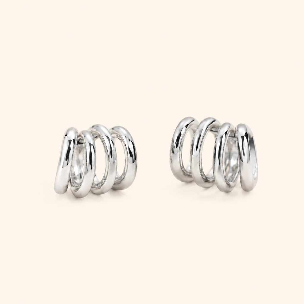18K Gold-Plated Twisted Hoop Stud Earrings – Gold & Silver