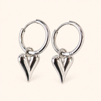 Heart Charm Huggie Hoop Earrings – Gold & Silver