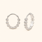 925 Sterling Silver Beaded Huggie Hoop Earrings – Silver & Rose Gold