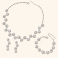 Women’s Silver Crystal Interlaced Floral Necklace & Drop Earrings Set