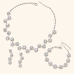 Women’s Silver Crystal Interlaced Floral Necklace & Drop Earrings Set