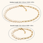 Women’s Gold-Tone Pearl & Link Necklace and Bracelet Set