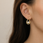 Gold-Tone Geometric Pearl Huggie Earrings