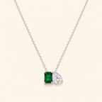 Women’s 925 Sterling Silver Green Stone Jewelry Set with Earrings, Necklace and Ring