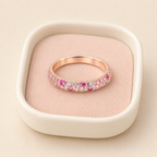 Women’s Rose Gold Plated Pink and Clear Zircon Pavé Band Ring
