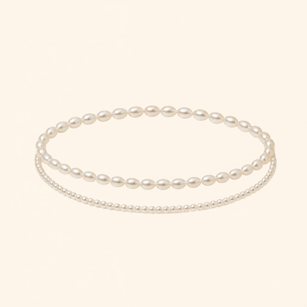 Minimalist Pearl Beaded Bracelet Set – 2-Piece Unisex Layering Bracelets