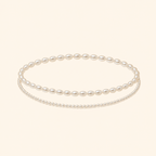 Minimalist Pearl Beaded Bracelet Set – 2-Piece Unisex Layering Bracelets