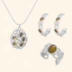 Sicilian Lemon Stone Jewelry Set – Gold 3-Piece or Silver 2-Piece Set