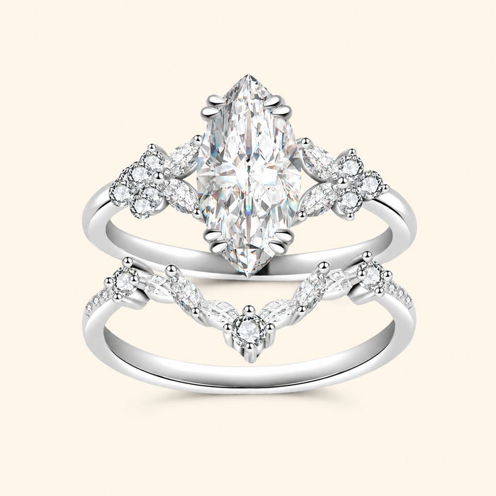 Women’s 925 Sterling Silver Marquise Moissanite Stackable Ring Set