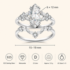 Women’s 925 Sterling Silver Marquise Moissanite Stackable Ring Set