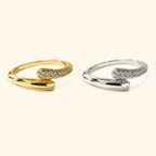 Women’s 18K Gold or Rhodium Plated 925 Sterling Silver Open Wave Pavé Ring