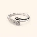 Women’s 18K Gold or Rhodium Plated 925 Sterling Silver Open Wave Pavé Ring