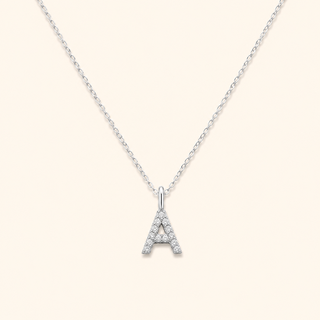 S925 Sterling Silver Personalized 26 Letter Pendant Necklace