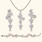 Fairy Blossom Star Cubic Zirconia Necklace, Bracelet and Drop Earrings Jewelry Set