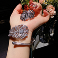 Women’s Silver-Tone Pavé Cubic Zirconia Peacock Feather Bracelet and Ring Set