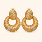 Women’s Vintage Brushed Lucky Scroll Cubic Zirconia Necklace, Earrings and Adjustable Ring Jewelry Set