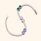 Women’s Amethyst-Inspired Cubic Zirconia Tennis Bracelet with Heart, Oval or Round Gemstone Detail