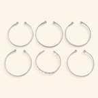 Women’s 6-Piece Textured Bangle Set with Floral, Heart and Star Details