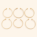 Women’s 6-Piece Textured Bangle Set with Floral, Heart and Star Details
